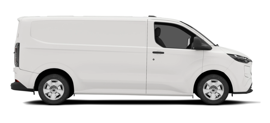 White cargo van on a white background, side view.