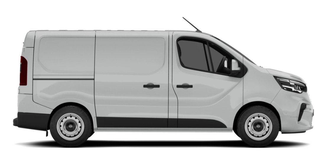 White cargo van on a white background, side view.