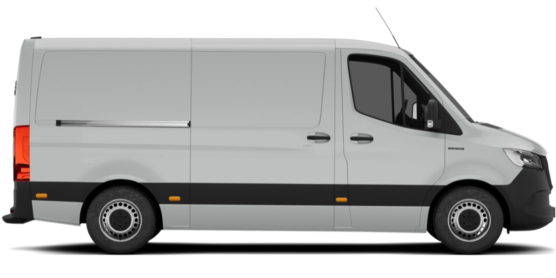 Light gray cargo van, side view, on a white background.