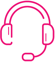 Pink headset with microphone.