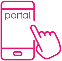 Pink outline of a phone with 