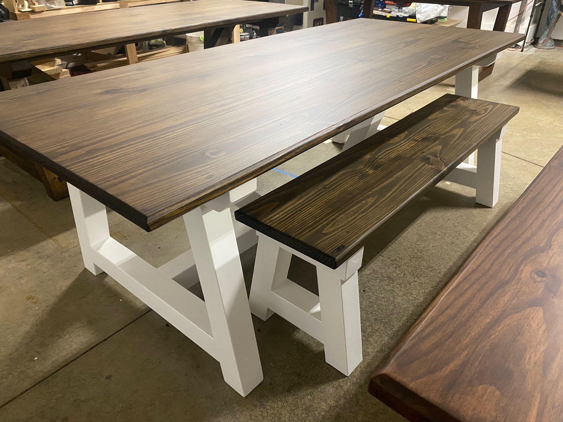 7ft Trestle Dining Table and Bench