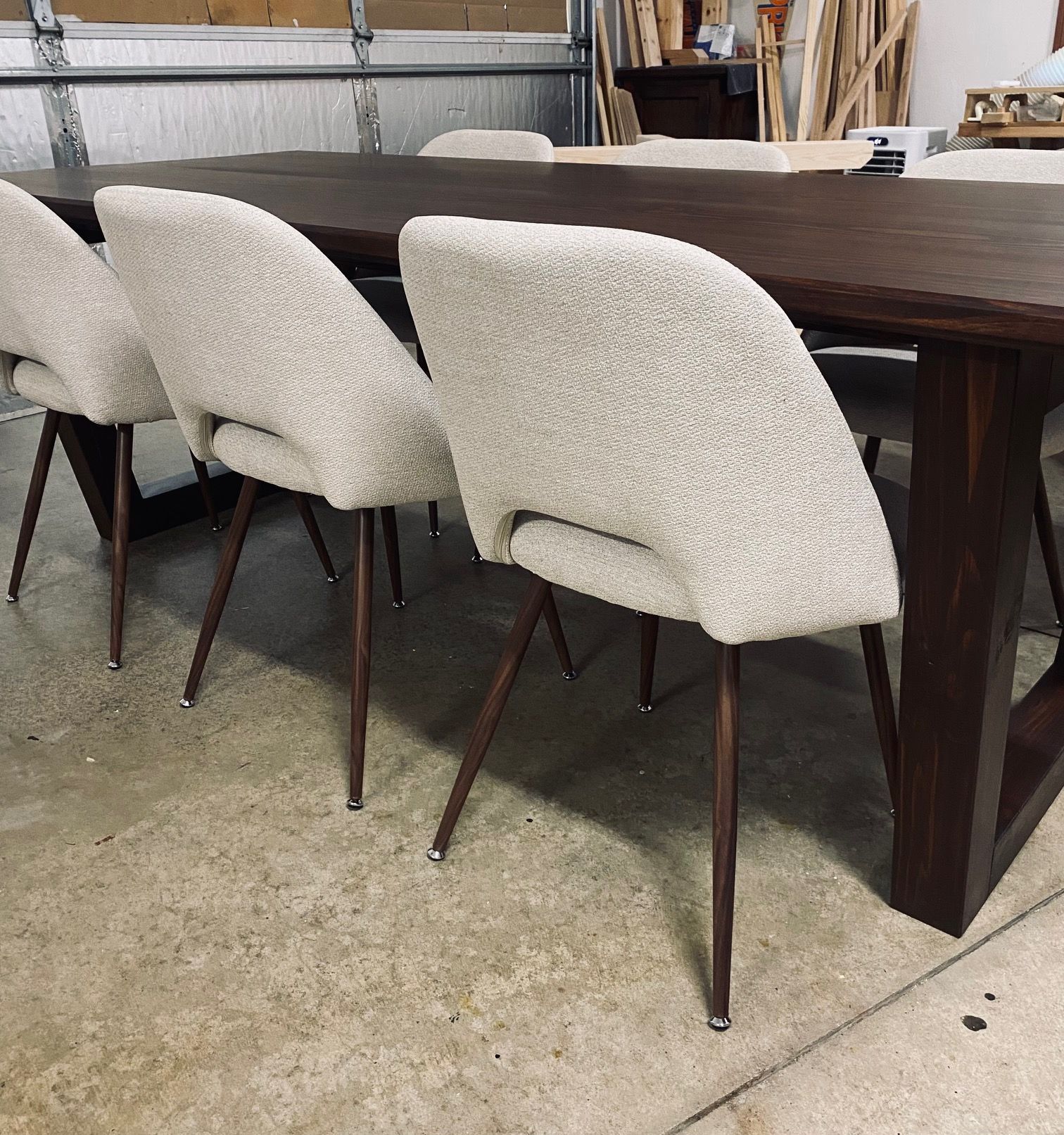 7.5ft Modern Dining Table with 6 Modern Dining Chairs