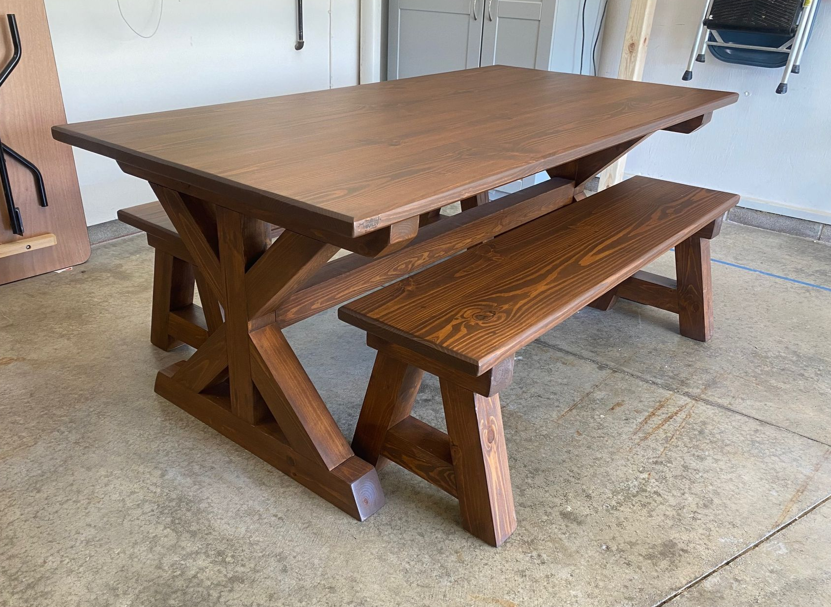 6.5ft Farmhouse Dining Table with Two Benches