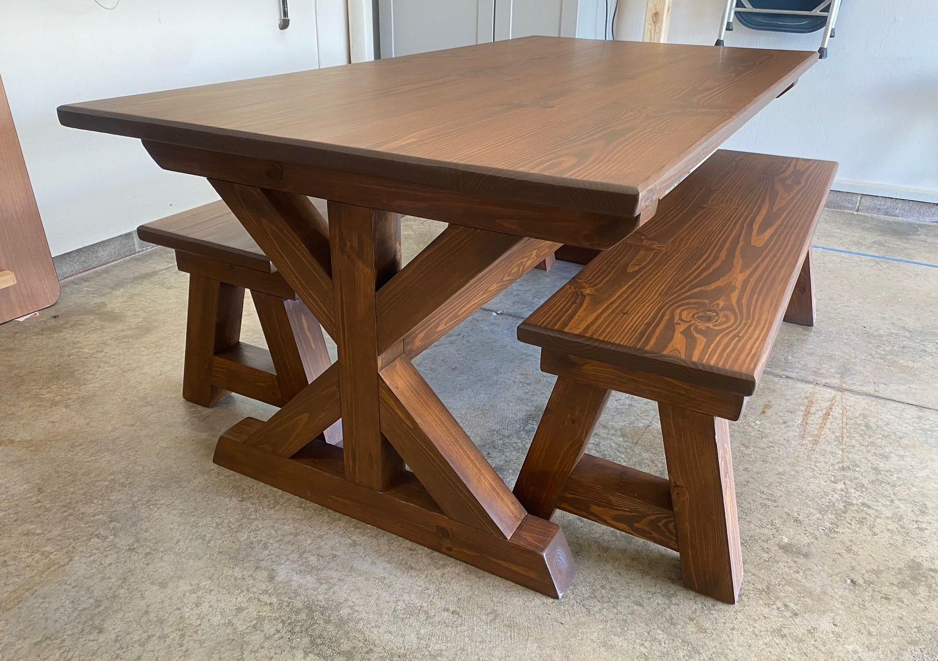 6.5ft Farmhouse Dining Table with Two Benches