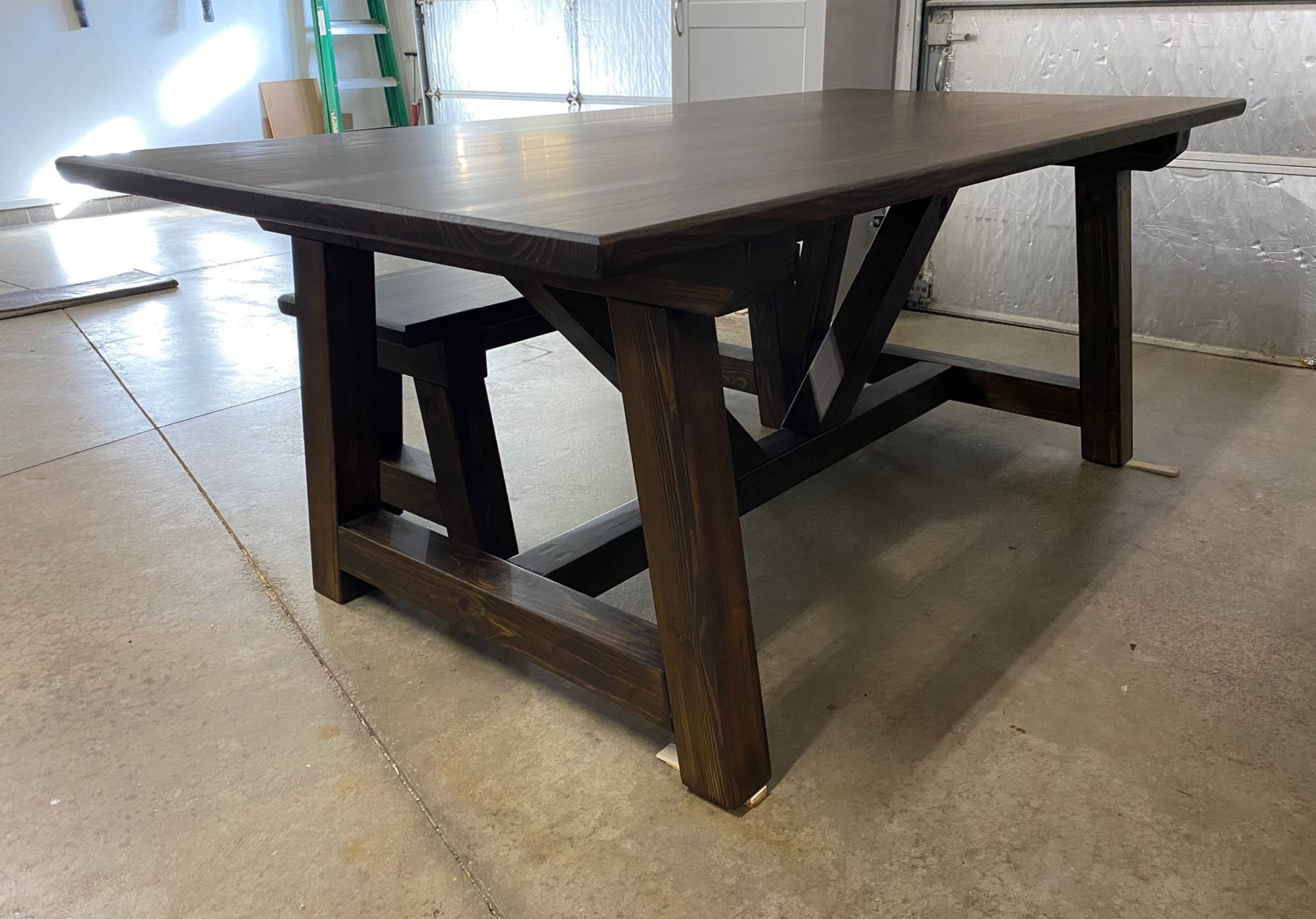 6.5ft Trestle Dining Table with Bench
