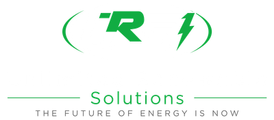 Green logo with “TR 1” in the center and a lightning bolt on the right, “Solutions” below, “The future of energy is now”.