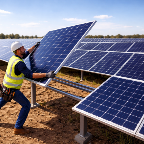 A long, narrow trench dug in a grassy field, possibly for laying cables or pipes.