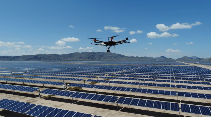 Utility-scale solar farm maintenance with drone inspection technology