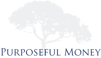 The logo for purposeful money shows a tree with a lot of leaves.