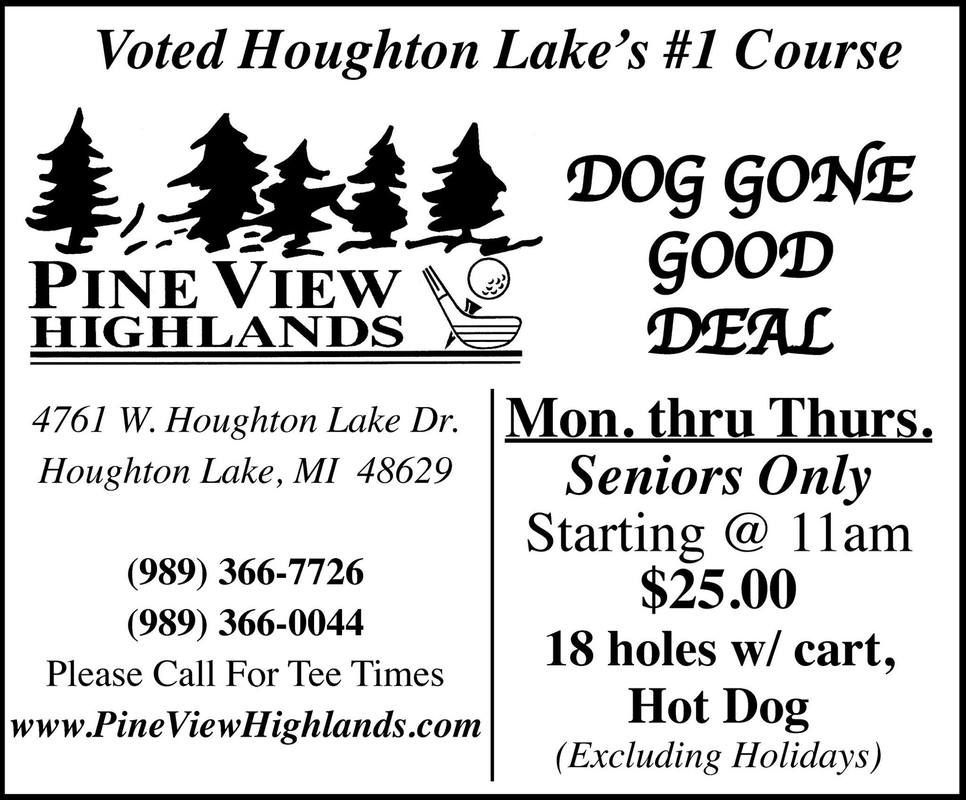 A black and white advertisement for pine view highlands