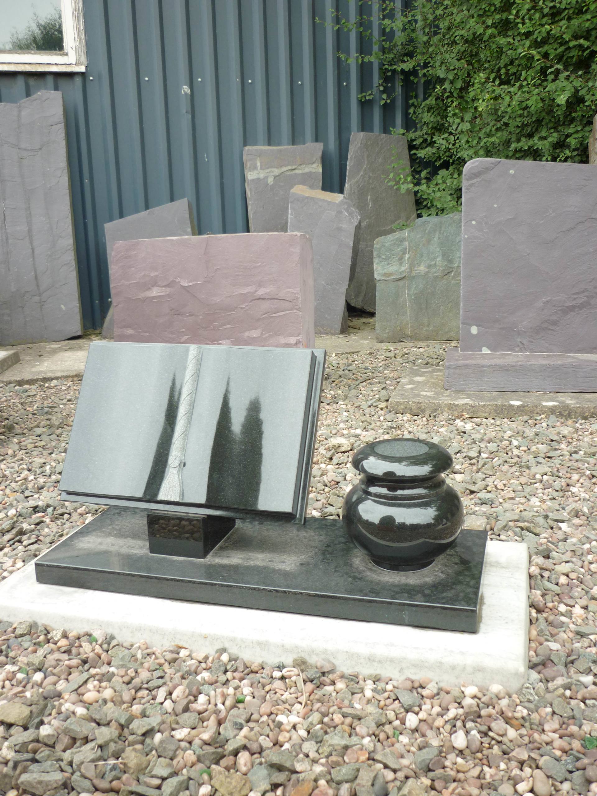 Small Black Book, Urn & Wide Base