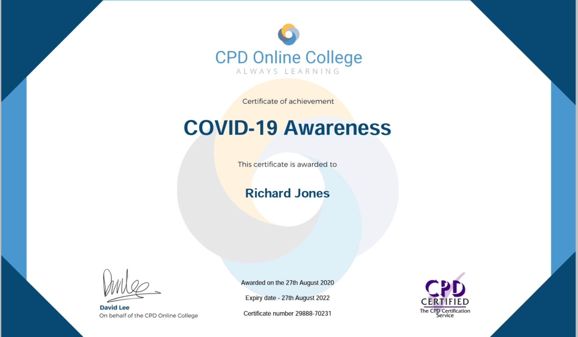 Covid-19 Awareness Certificate