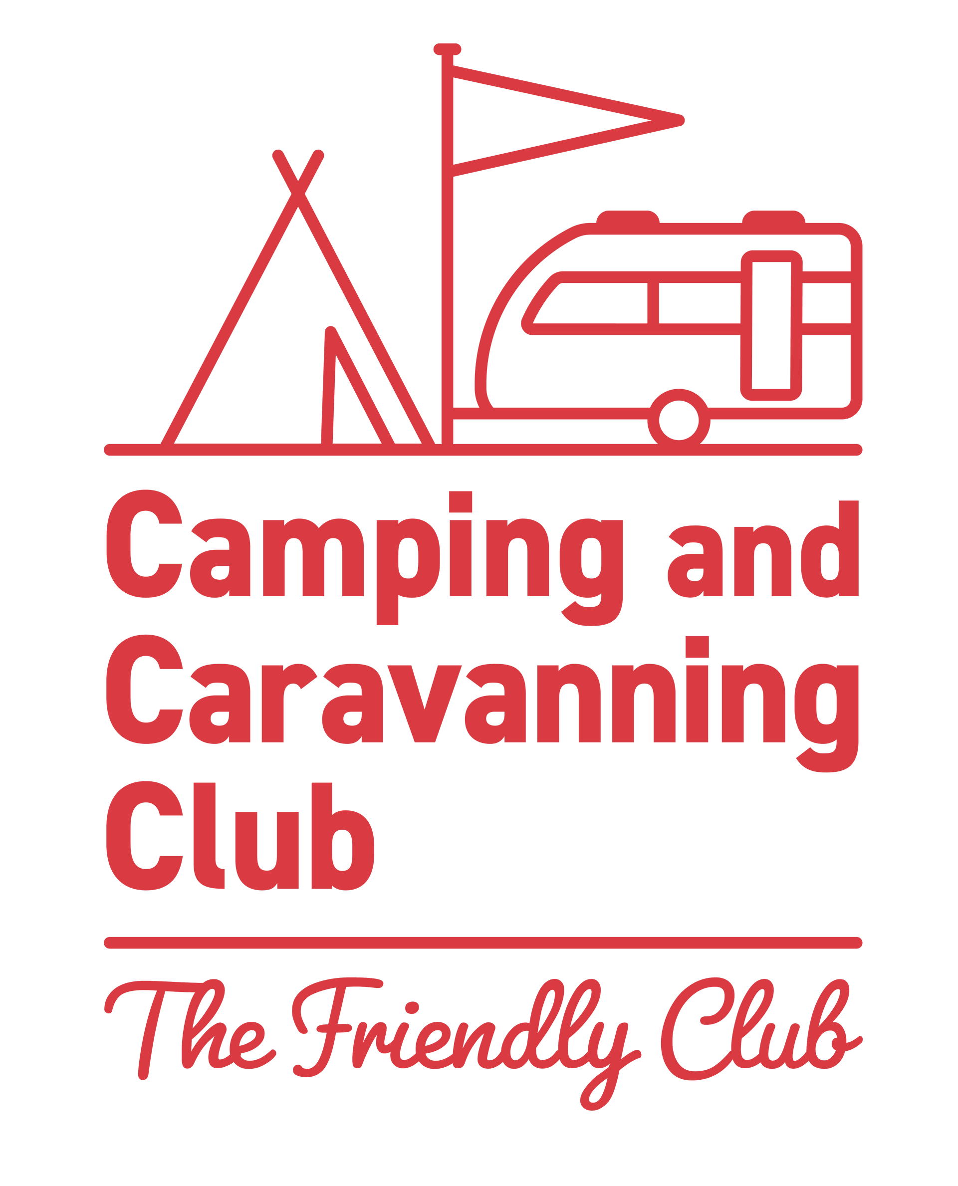 the logo for the camping and caravanning club the friendly club