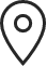 A black and white outline of a map pin with a circle in the middle.