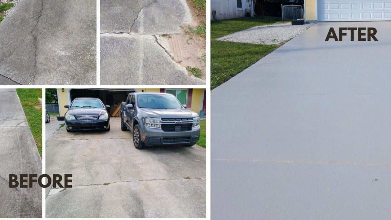 A screened in porch with a brick house in the background.