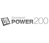 A black and white logo for swanpool power 200.