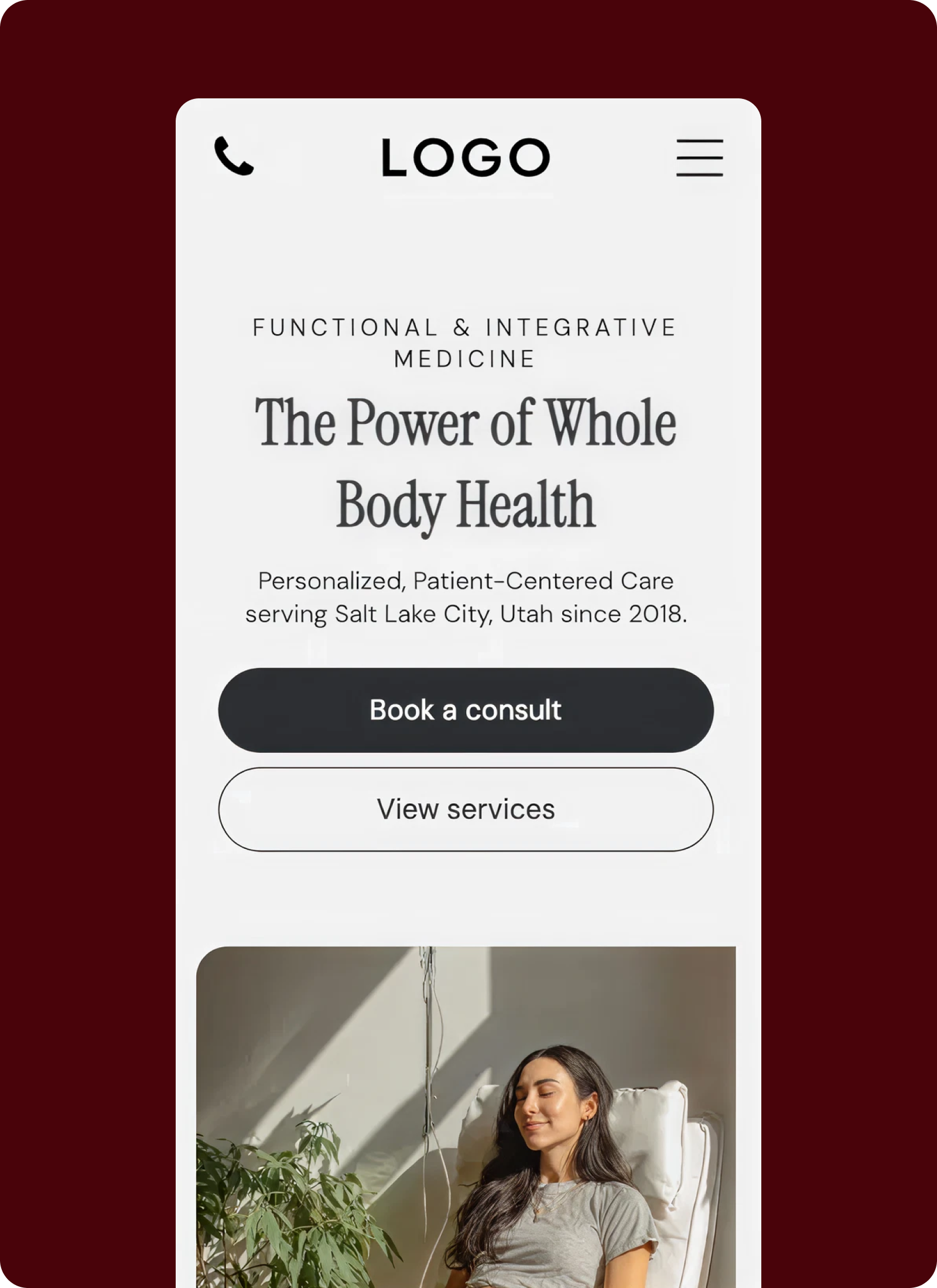 Utah-based holistic practice website visual