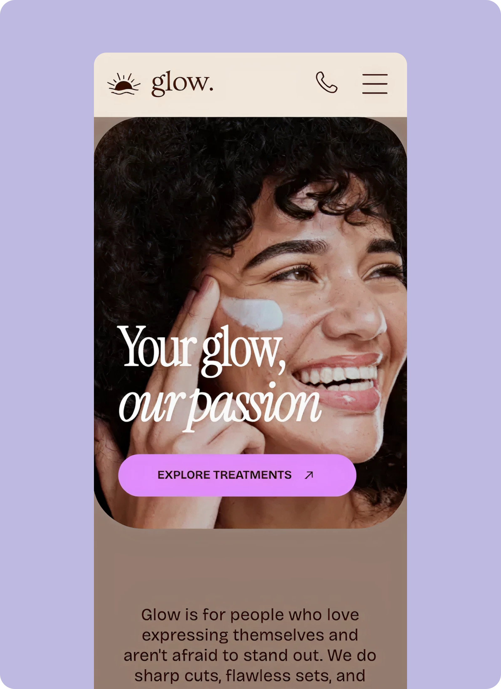Holistic provider website example with clear service layout