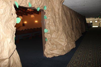 VBS decoration of a rock wall