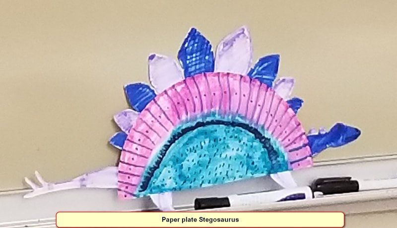 sample VBS craft of Stegosaurus made from paper plates
