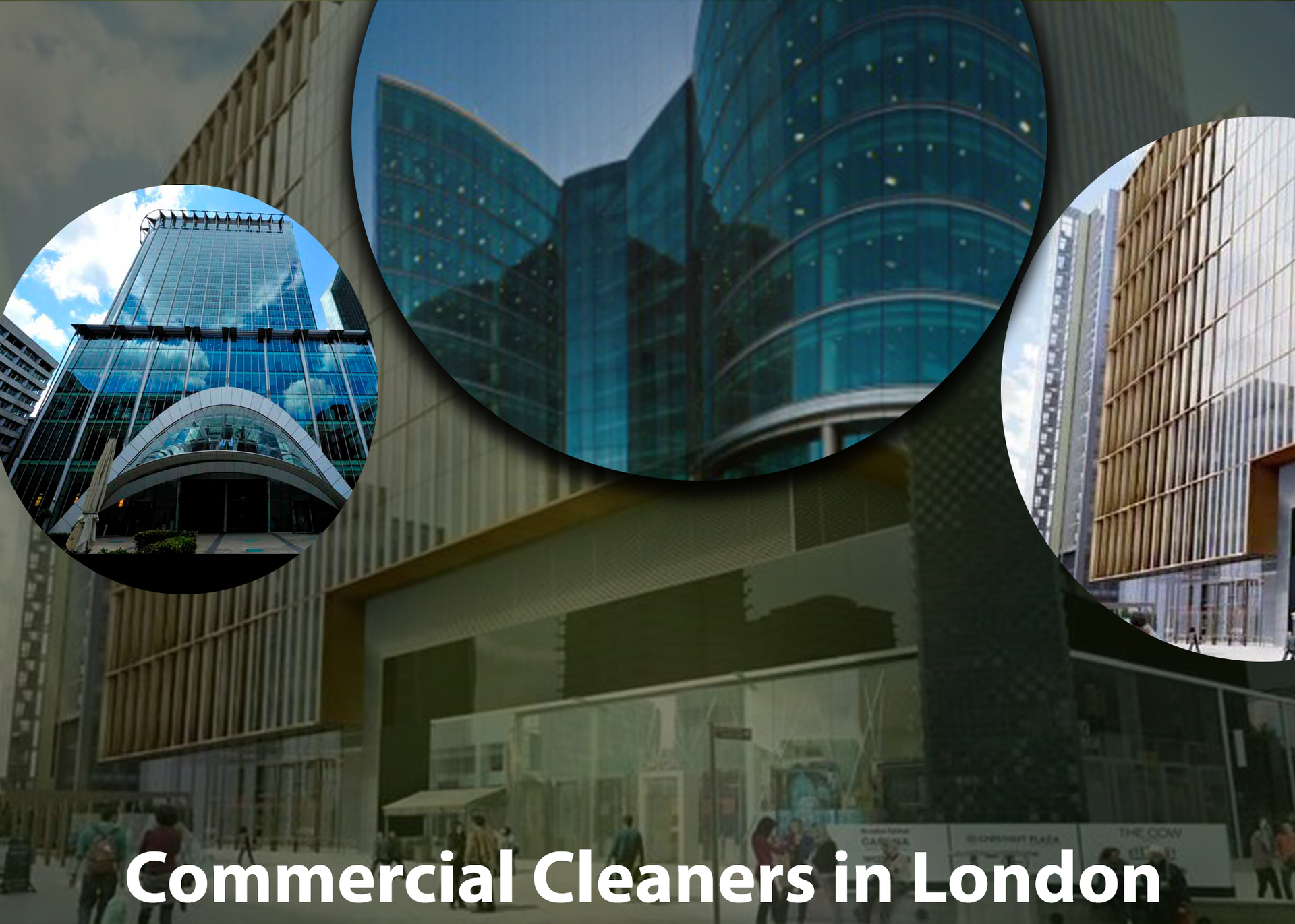 A collage of commercial cleaners in london buildings