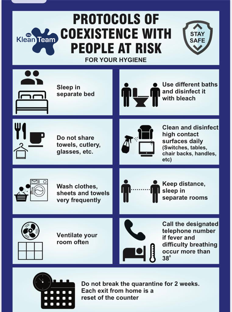 A poster showing protocols of coexistence with people at risk for your hygiene.