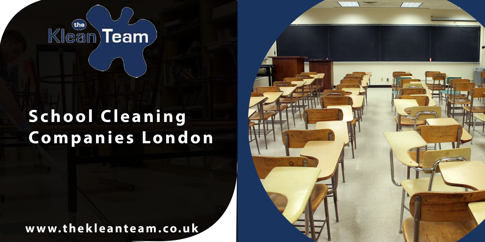 An advertisement for school cleaning companies in london