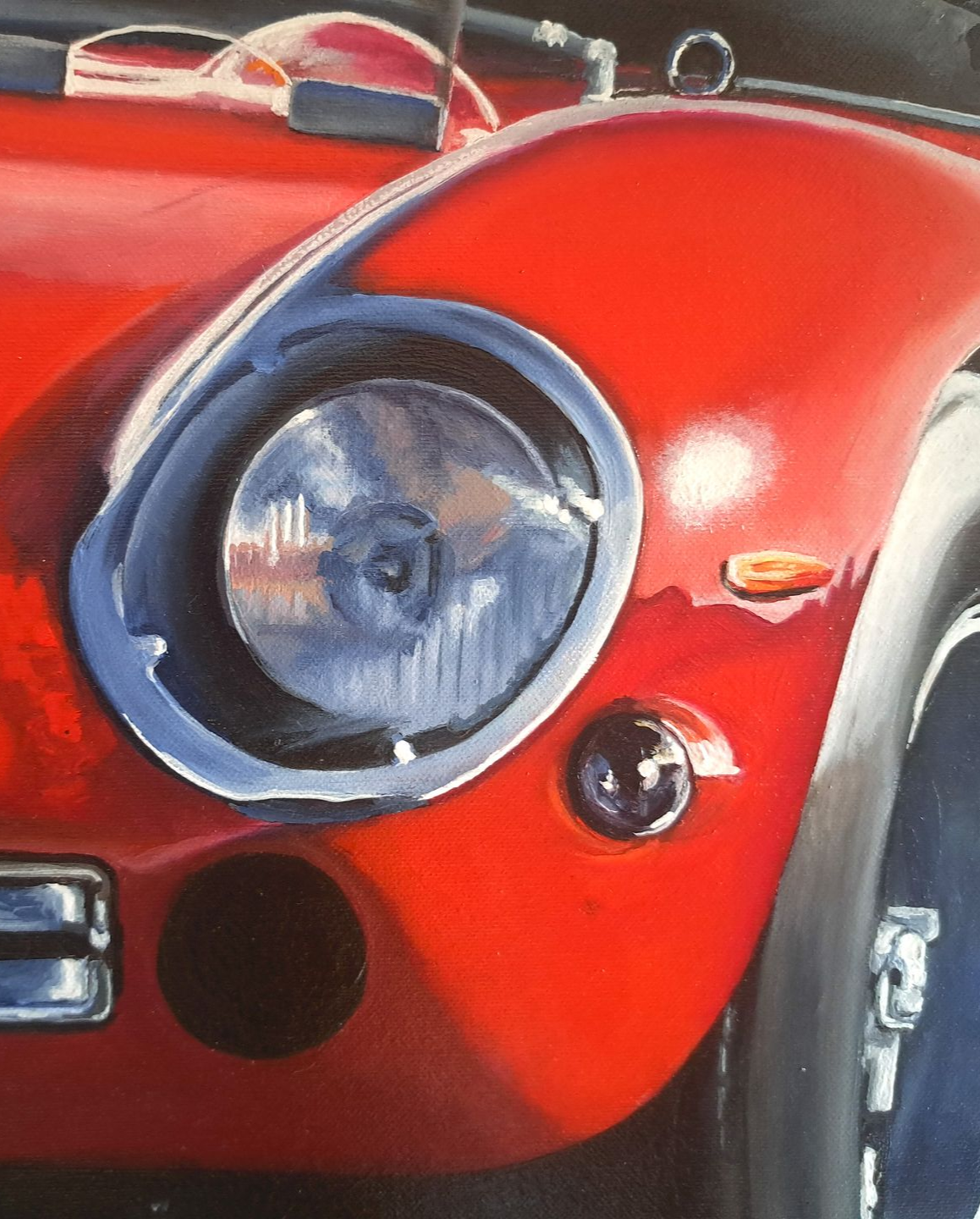 Detail van een schilderij van een Ferrari 250 gto