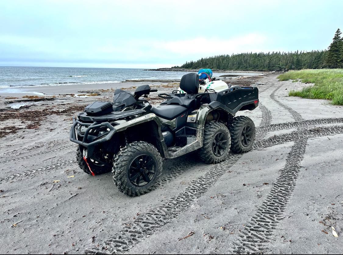 Deux VTT sont garés sur une plage de sable près de l'océan.