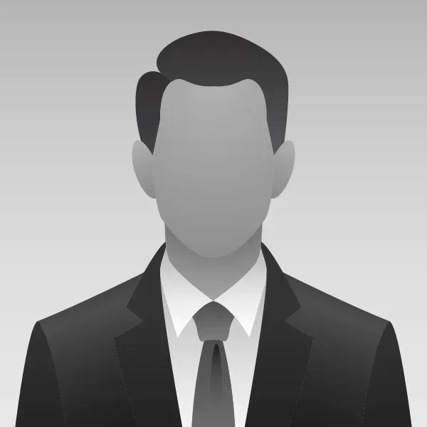 A woman without a face is wearing a suit and white shirt