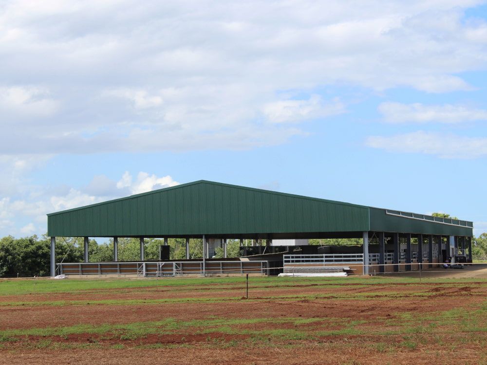 A Large Green Building is in the Middle of a Field — Meraki Equestrian Centre in Mareeba, QLD