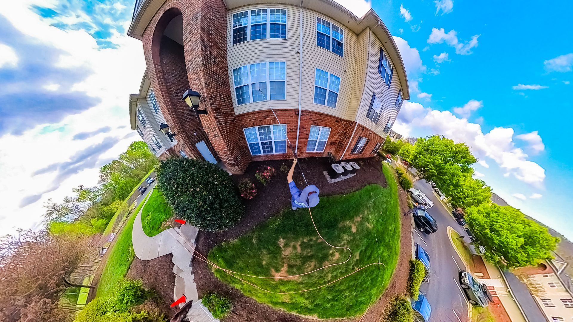 Apartment pressure washing in Hampton Roads, VA - Renew Property Wash hard at work