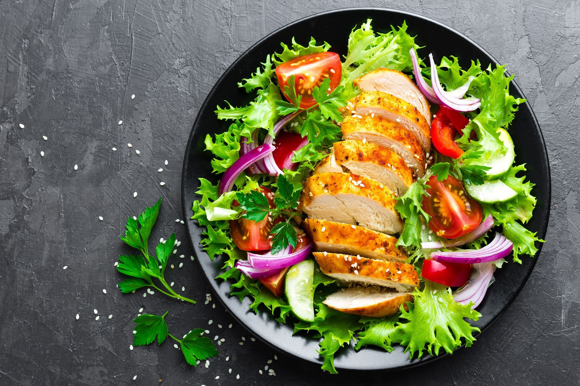 Salad With Chicken on Top