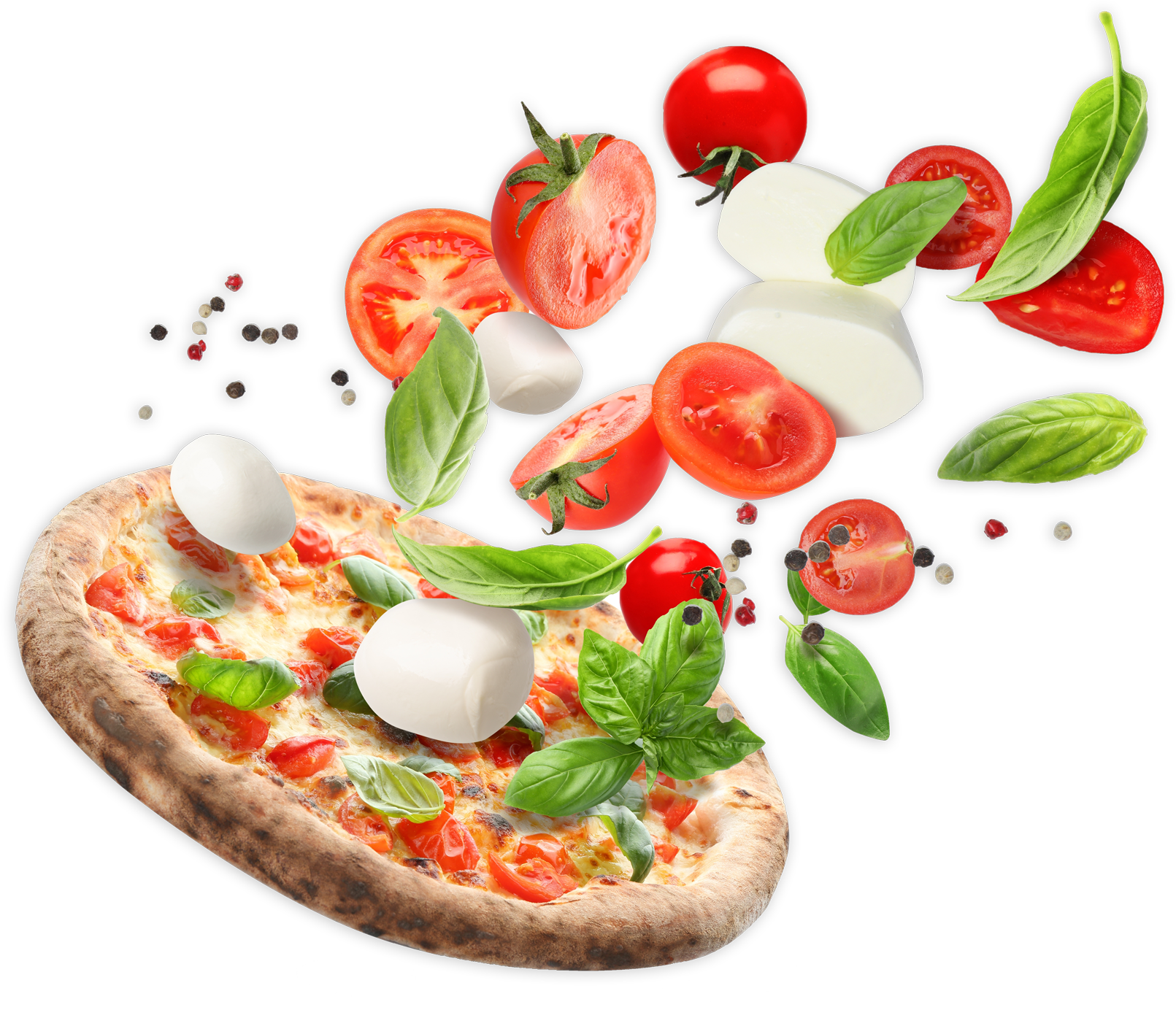 Pizza With Tomatoes, Mozzarella, Basil and Peppers