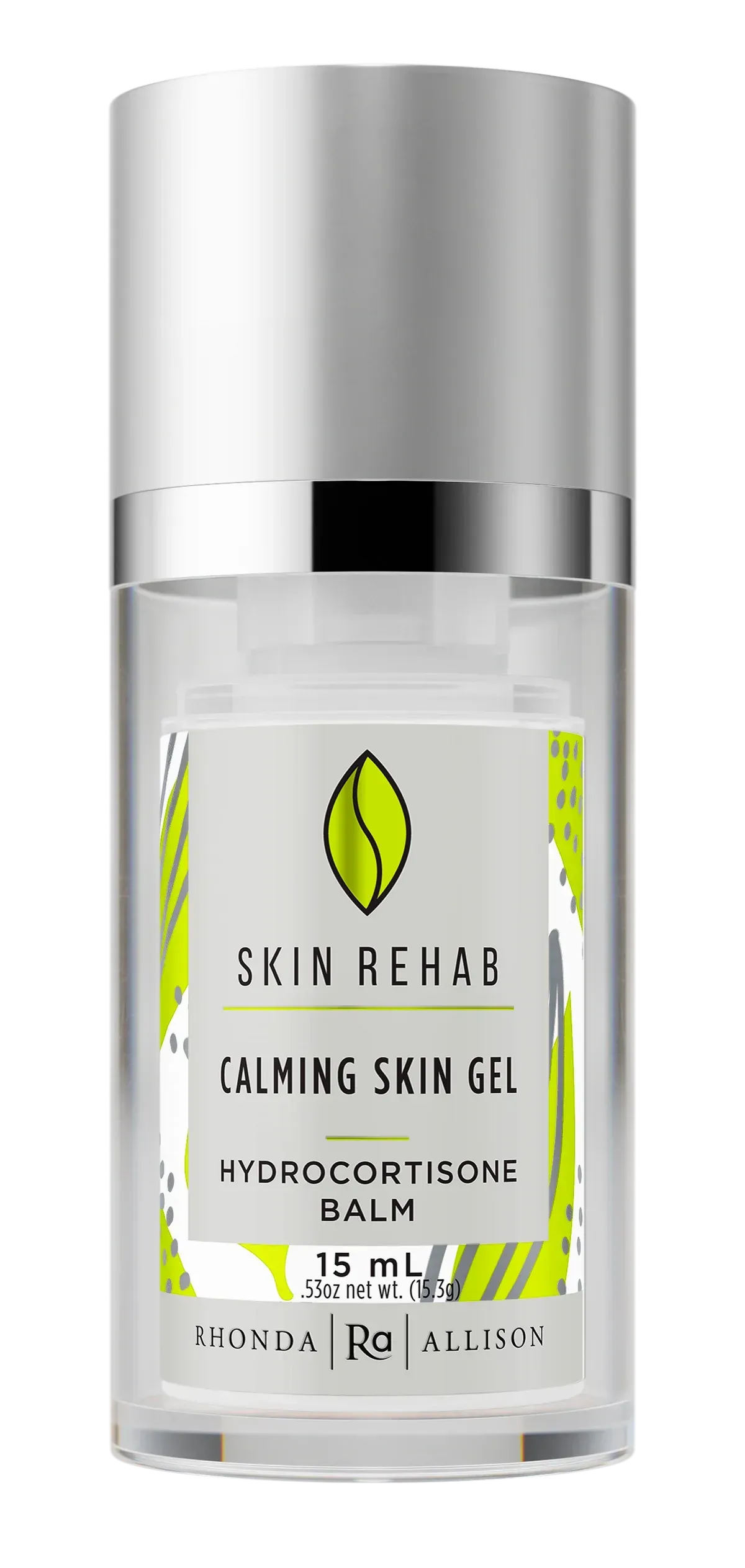 Bottle of Rhonda Allison Calming Skin Gel that helps calm irritated skin