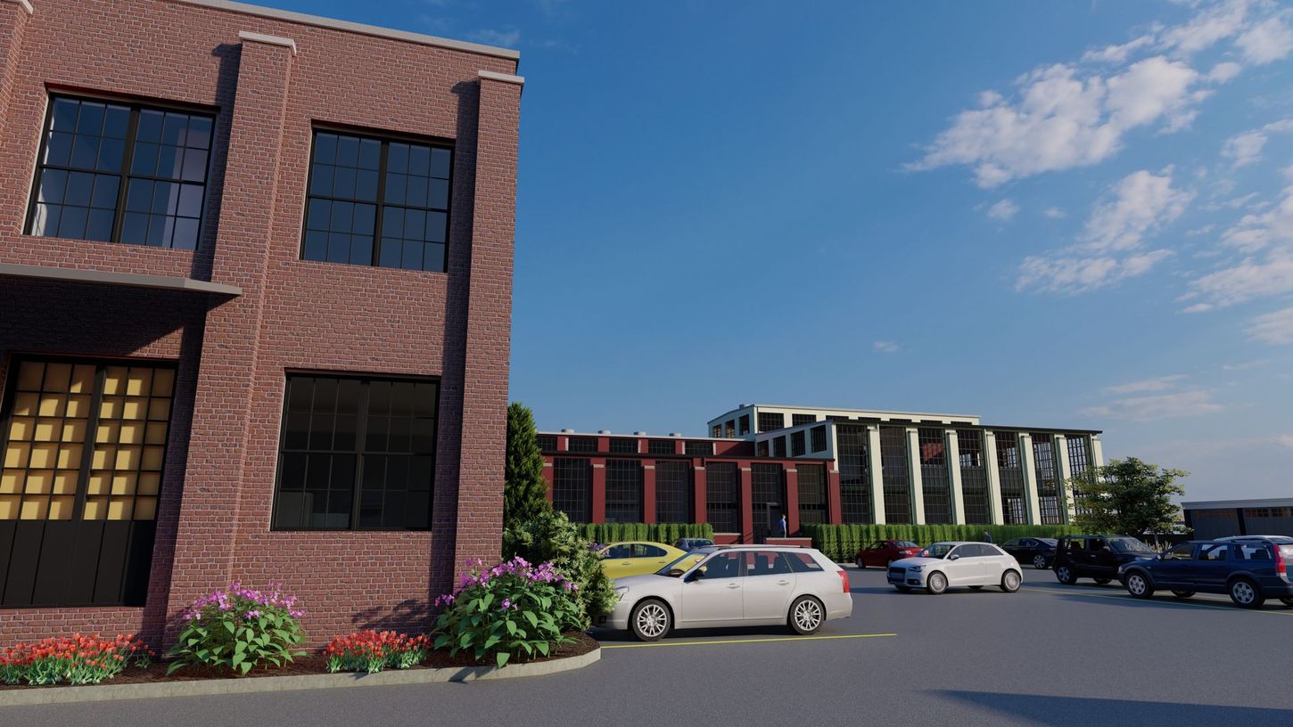 Side of Apartment building and commercial building