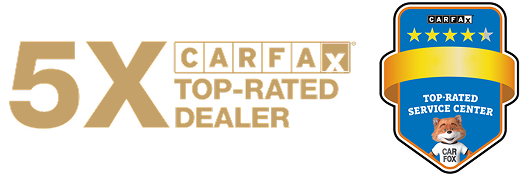 5X CARFAX Top-Rated Dealer badge with blue and gold top-rated service center emblem | Dub's Garage