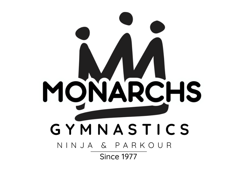 Monarchs Gymnastics logo: a black crown above the word