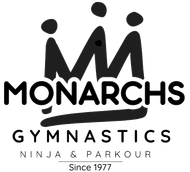 Monarchs Gymnastics logo with a crown above the text, including