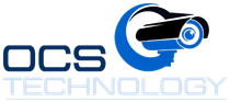 The logo for ocs technology shows a security camera in a blue circle.