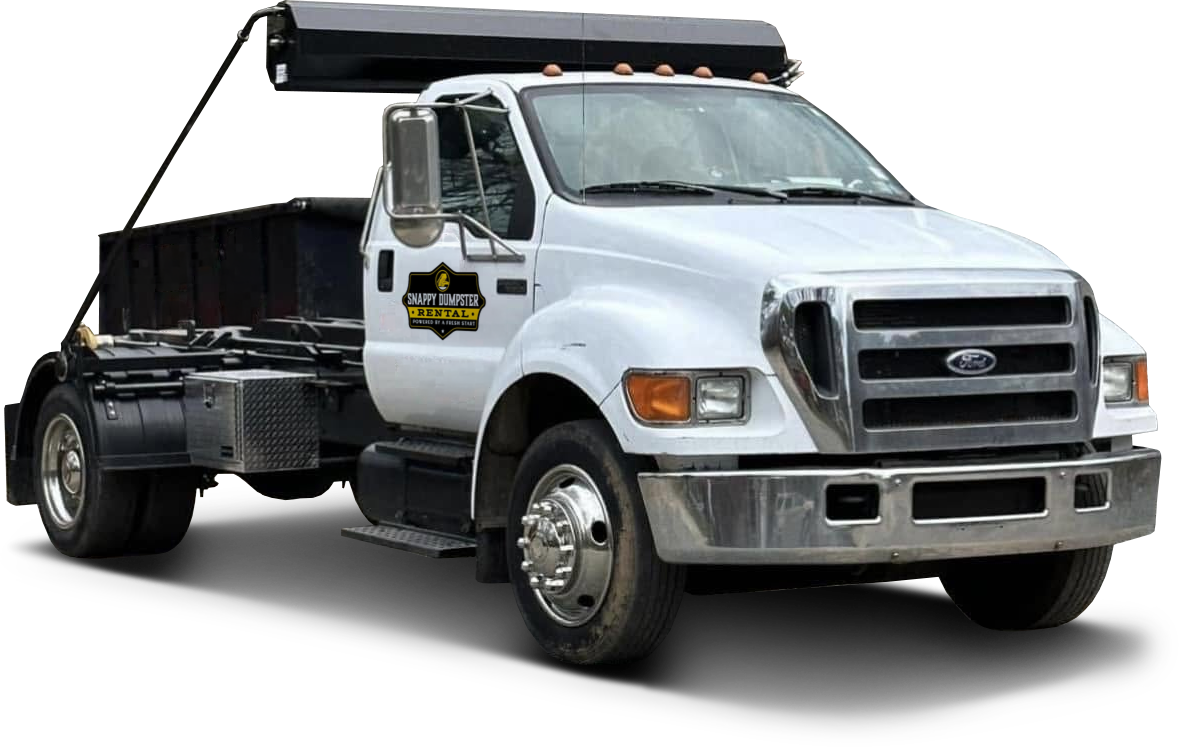 White and black flatbed tow truck on a white background