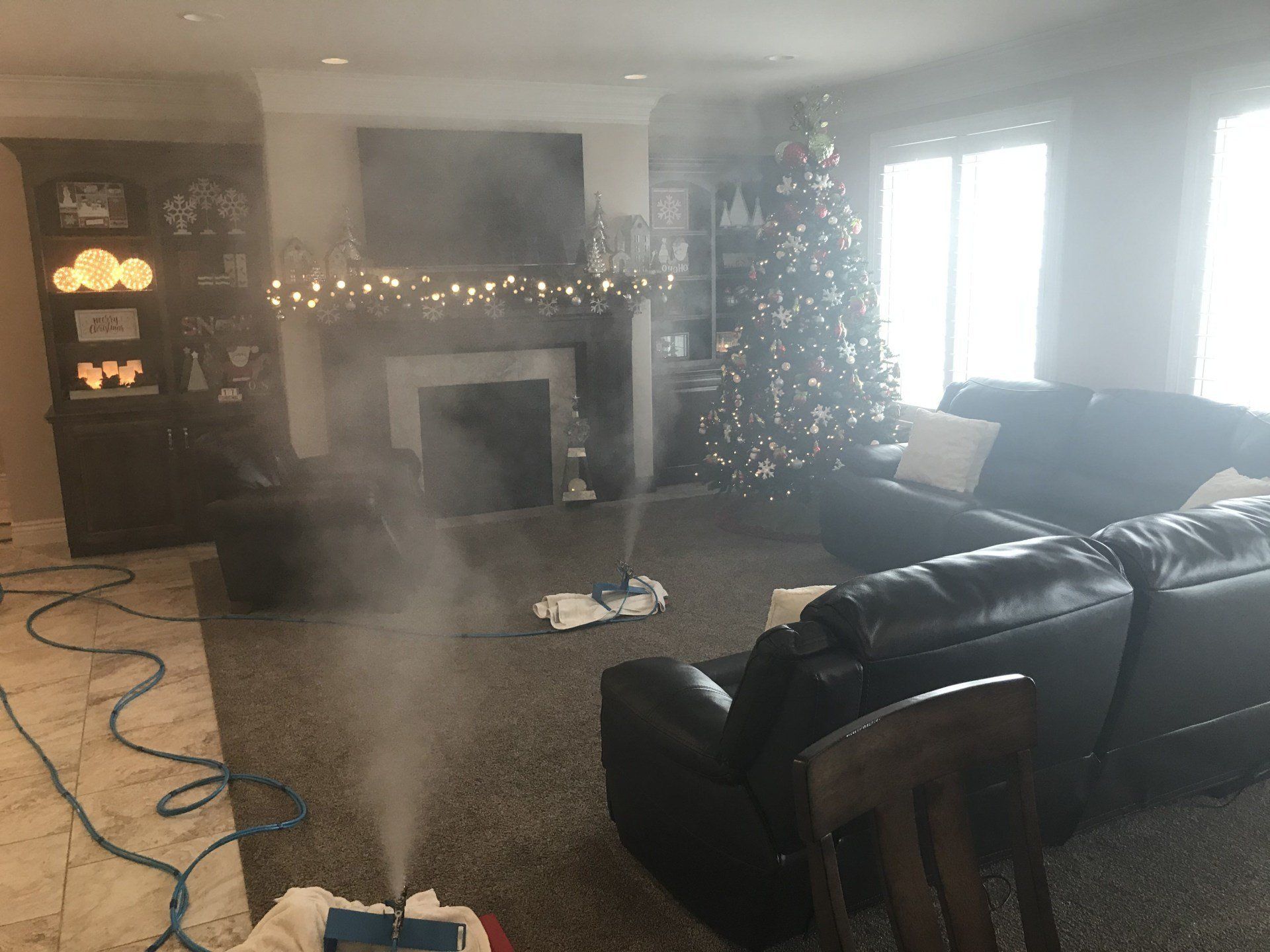 Dry fog remediation in living room