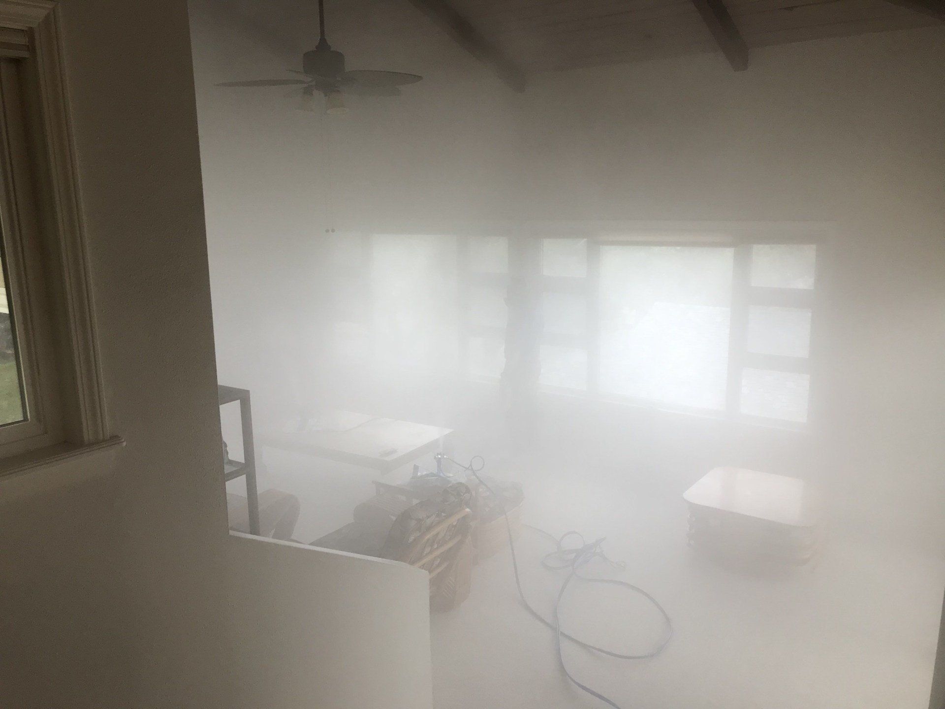 Dry fog remediation in living room