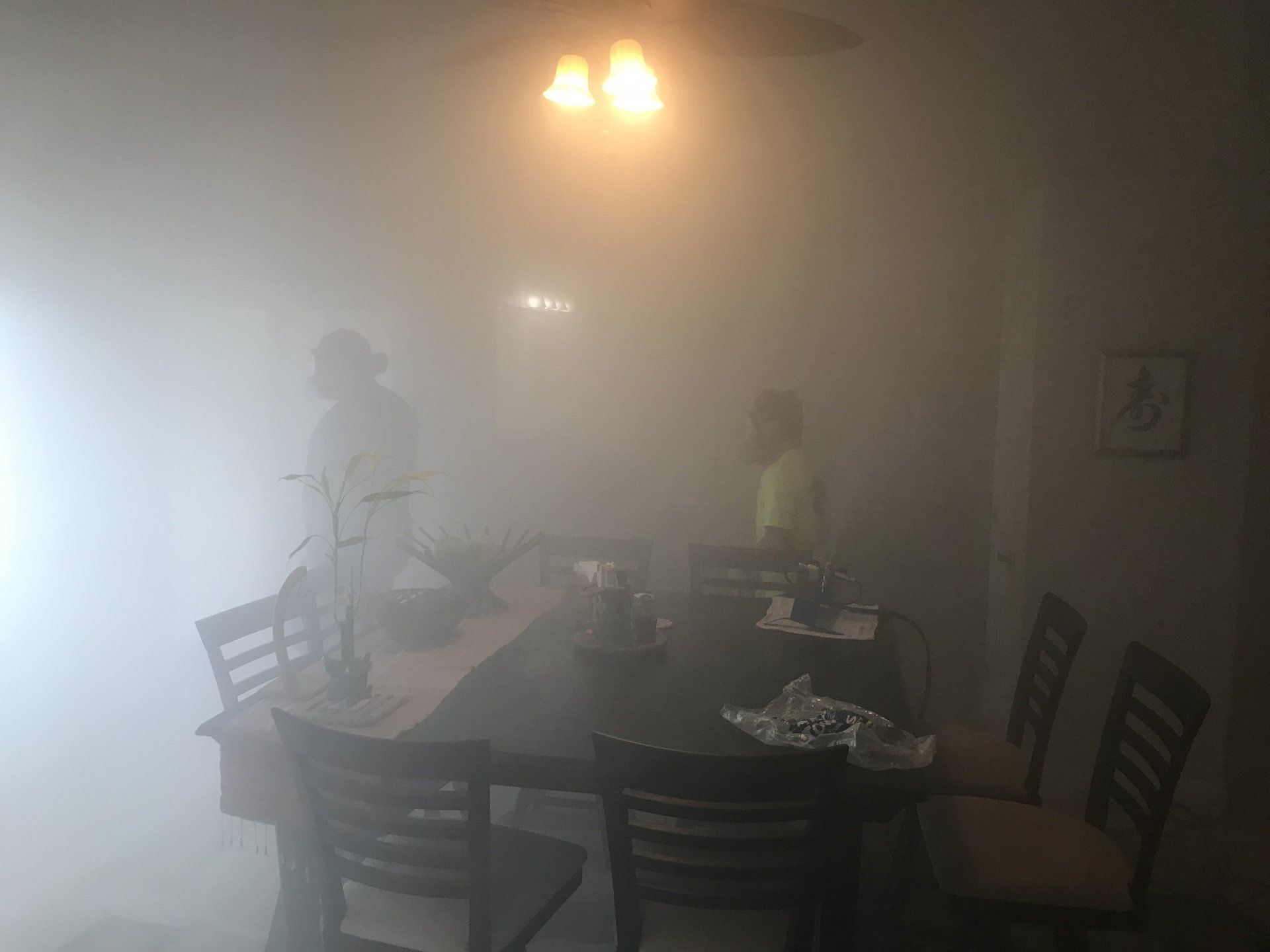 Dry fog remediation in the dining area