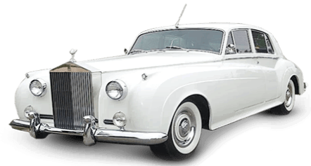 A white rolls royce is sitting on a white background.