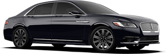 A black lincoln continental is shown on a white background.