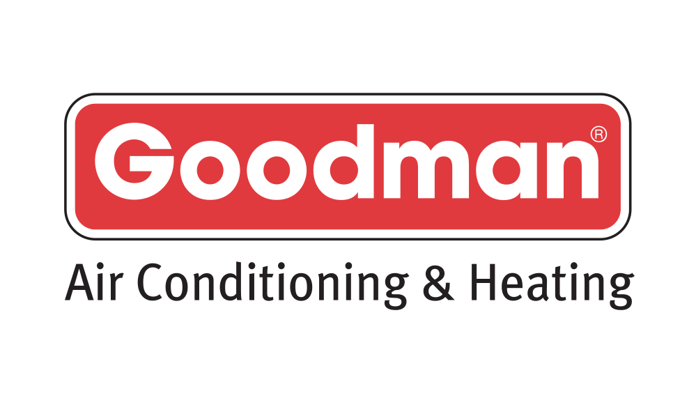 Goodman Air Conditioning & Heating logo: Red rectangle with white text.