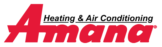 Red "Amana" logo with "Heating & Air Conditioning" text.