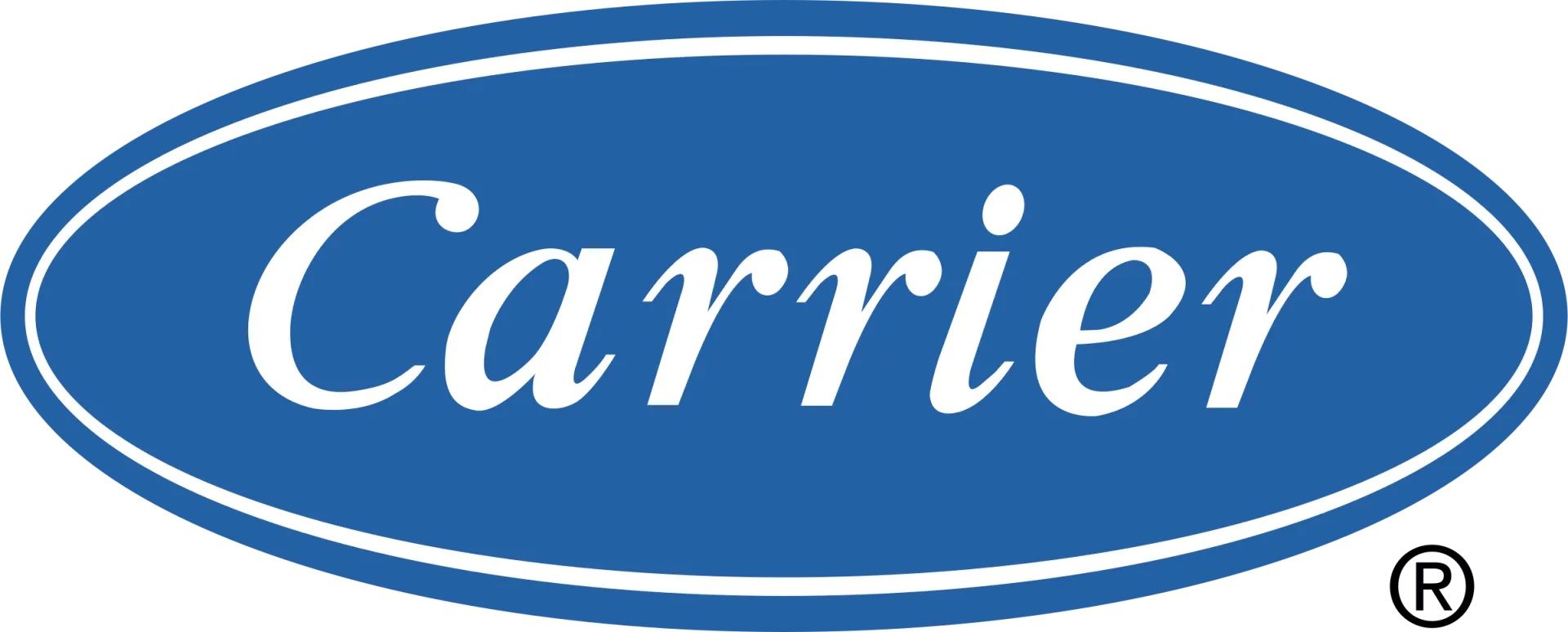Carrier logo in white lettering inside a blue oval. Includes the registered trademark symbol.